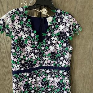 Foxiedox Navy with Pink, White, and Green Floral Lace Dress, worn once